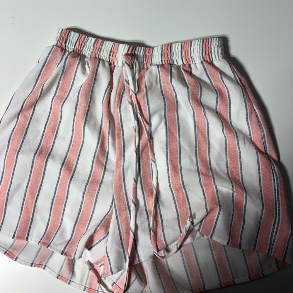 Summer Flowy Shorts size small pink & white stripe